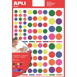 12970 1297 apli kids fantasiesticker klever sticker stickers 624 stuks cirkel verwijderbare blister in geassorteerde kleuren groottes 012970 8410782129707 assortiment aan kleuren