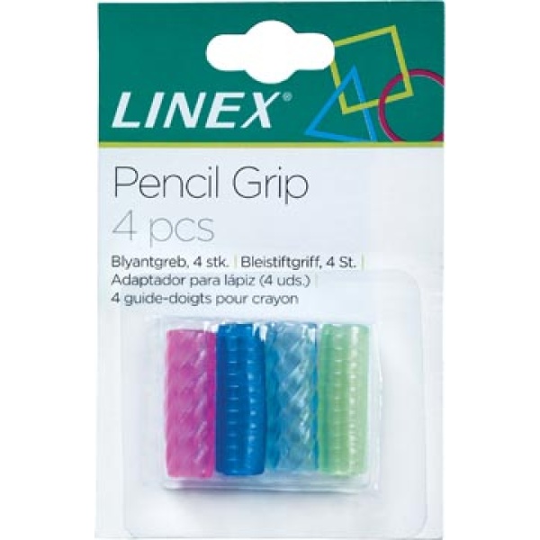 1412097 1412 14120 141209 linex potloodgrip 6 pen potlood grip blister stuks 100412097 5701221433510 5705467058124 5701221433503 assortiment aan kleuren