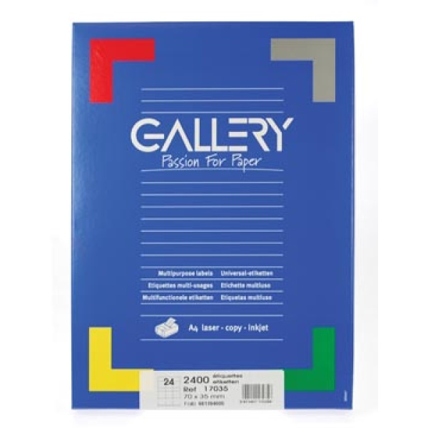 17035 1703 gallery etiket etiketje etiketjes label labels recht ft 70 x 35 mm rechte hoeken 24 2 doos witte 400 etiketten b h 129958 2152086 4763556 zwe80191 gal17035 5411401170639 8712984510735 70 x 35 mm 2400 rechthoekig voor laser voor inkjet voor kopieertoestel wit