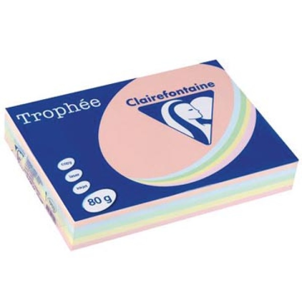 1703c 1703 clairefontaine clairfontaine papier printpapier pastel a4 kleuren 5 geassorteerde gekleurd 80 trophée x 100 g vel -000240 3329685170301 3329680170306 80 g assortiment aan kleuren voor laser voor inkjet voor kopieertoestel ecologisch fsc mix{{fsc_m}}