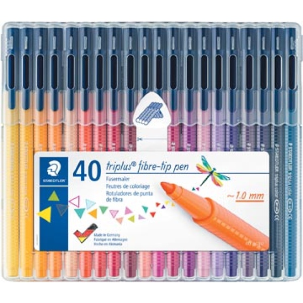 23sb40 23sb 23sb4 staedtler kleurstift schrijfgerei stift stiften viltstift viltstiften triplus color opstelbare box 40 kleuren 323 sb40 4007817068090 4007817051955 assortiment aan kleuren