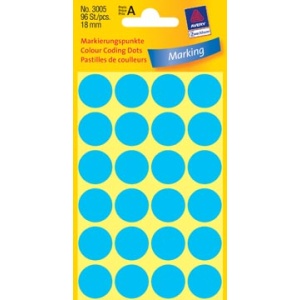 3005a 3005 zweckform etiket etiketje etiketjes label labels rond diameter 18 mm blauw 96 stuks avery ronde etiketten 13her1883 6880512 661137 811163 zwe80299 4004182030059 4004182220085 18 mm 24