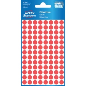 3010a 3010 zweckform etiket etiketje etiketjes label labels rond rood diameter 8 mm 416 stuks avery ronde etiketten 3769299 6880589 661126 811152 zwe80294 4004182220184 4004182030103 8 mm 104