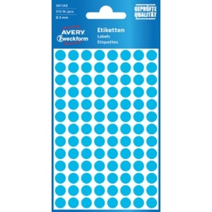 3011a 3011 zweckform etiket etiketje etiketjes label labels rond blauw diameter 8 mm 416 stuks avery ronde etiketten 13her1843 6880591 13her2213 3768489 4986126 5120136 661118 810903 811153 816103 zwe80293 4004182030110 4004182220207 8 mm 104 kaki