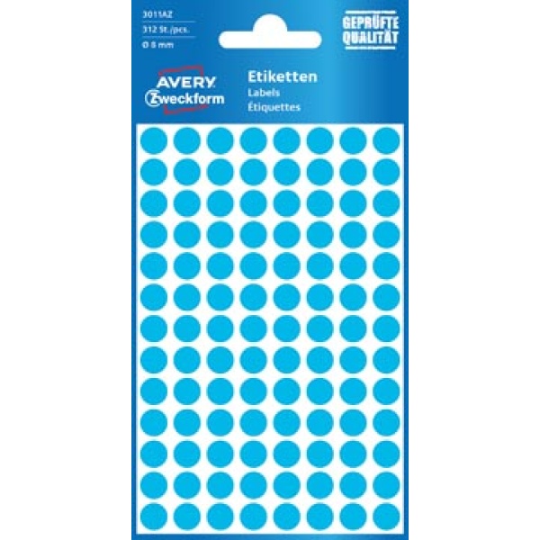 3011a 3011 zweckform etiket etiketje etiketjes label labels rond blauw diameter 8 mm 416 stuks avery ronde etiketten 13her1843 6880591 13her2213 3768489 4986126 5120136 661118 810903 811153 816103 zwe80293 4004182030110 4004182220207 8 mm 104