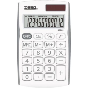 302020 3020 30202 desq calculator rekenmachine rekenmachines zakrekenmachine mobile wit 8717249817147 8717249817130 12 % toets werkt op zonnecellen