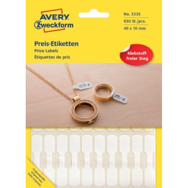 3335 zweckform etiket etiketje etiketjes label labels avery blister juweliersetiketten etiketten 924 wit 6837898 817546 zwe80216 4004182033357 54 x 11 mm 31 rechthoekig