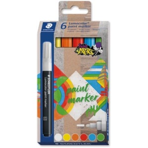 349c6 349c staedtler marker markers paintmarker paintmarkers verfmarker verfmarkers lumocolor set 6 349 c6 4007817087718 tbc 4007817087701 assortiment aan kleuren