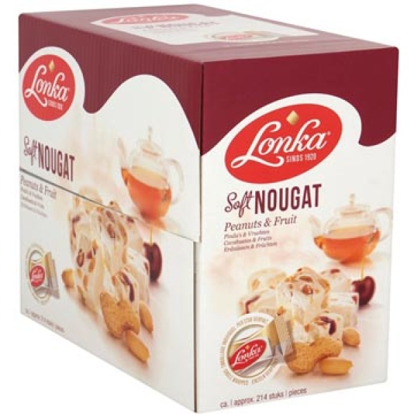 36419 3641 lonka snoep snoepen snoepgoed snoepje snoepjes 12g doos nougat 214 pinda stuks vrucht per stuk verpakt 8710486120322 eetwaren niet van toepassing