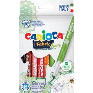 42909 4290 carioca textielmarker textielstift textielmarkers textielstiften carcioca fabricliner doos 10 stuks in geassorteerde kleuren 8003511629090 8003511429096 assortiment aan kleuren