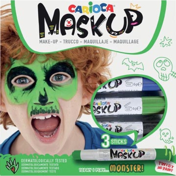 43051 4305 carioca maquillage maquillagestiften schmink mask up monster doos 3 stiften 8003511630515 8003511730512 8003511430511 assortiment aan kleuren