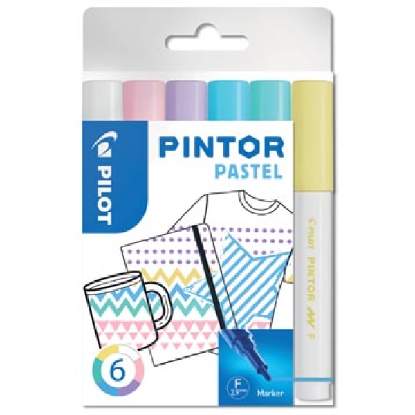 517467 5174 51746 pilot alcoholstift permanent marker pintor pastel fijn blister 6 stuks in geassorteerde kleuren 3131910517467 23131910517461 assortiment aan kleuren