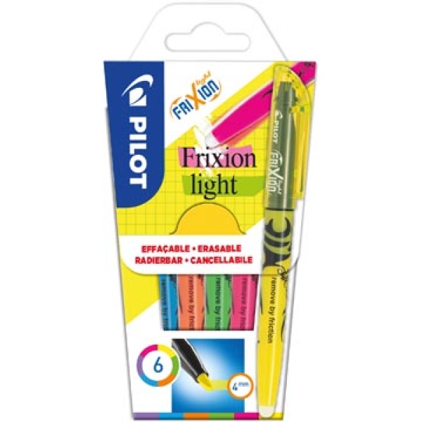 5725650 5725 57256 572565 pilot fluorstift fluostiften markeerstift overlijner overlijners overliner overliners tekstmarker textmarker fluostift arceerstift markeerstiften frixion light blister 6 stuks in geassorteerde kleuren 3131910572565 23131910572569 assortiment aan kleuren