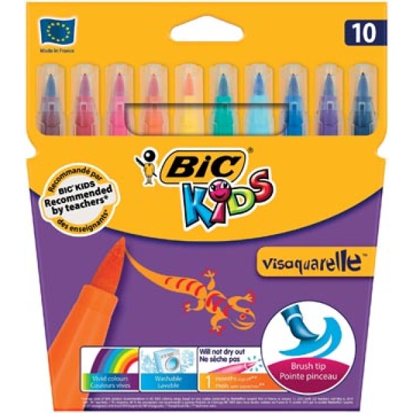 828964 8289 82896 bic kids kleurstift schrijfgerei stift viltstift etui penseelstift 10 visaquarelle stuks viltstiften stiften 11bic828964 339308 5180744 5800221 6858732 976058 8289641 03086128289647 03270220013235 3270220001553 assortiment aan kleuren