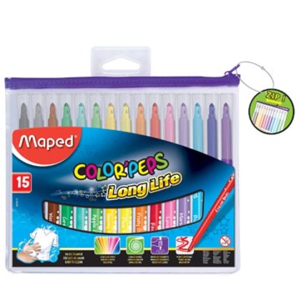 845015 8450 84501 maped kleurstift schrijfgerei stift viltstift 15 stiften etui colorpeps long life stuks viltstiften 4930803 630142 633169 6858947 m845015fc 23154148450157 13154148450150 3154148450153 assortiment aan kleuren