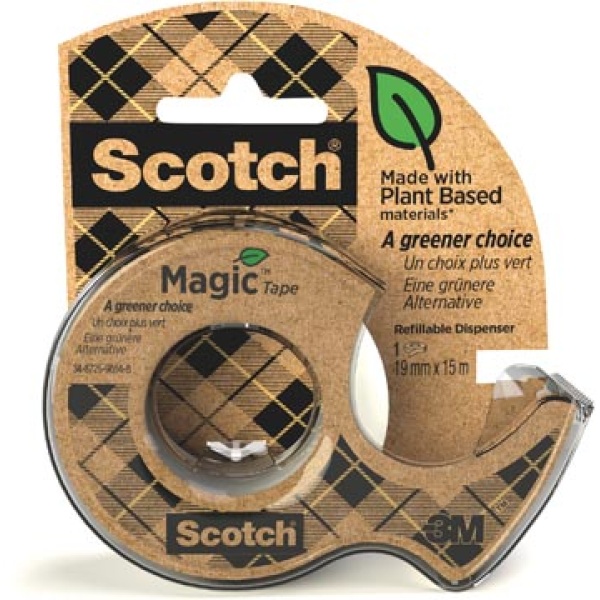 91915d 9191 91915 scotch kleefband plakband tape magic a greener choice ft 19 mm x 15 m op dispenser 100 % gerecycleerd plastic 9-1915d 068060464590 50068060464595 niet van toepassing ecologisch