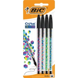 964806 9648 96480 bic ballpoint balpen balpennen pen pennen schrijfgerei stylo cristal collection blister 4 stuks zwart 3086129648061 3086123537941 0 4 mm medium