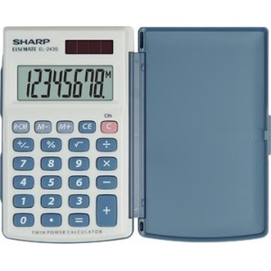 EL-243S 243S 243 el243s el24 el243 sharp calculator rekenmachine rekenmachines zakrekenmachine zakrekenmachines el-243s 4974019009575 8 % toets plus/min toets werkt op zonnecellen wit