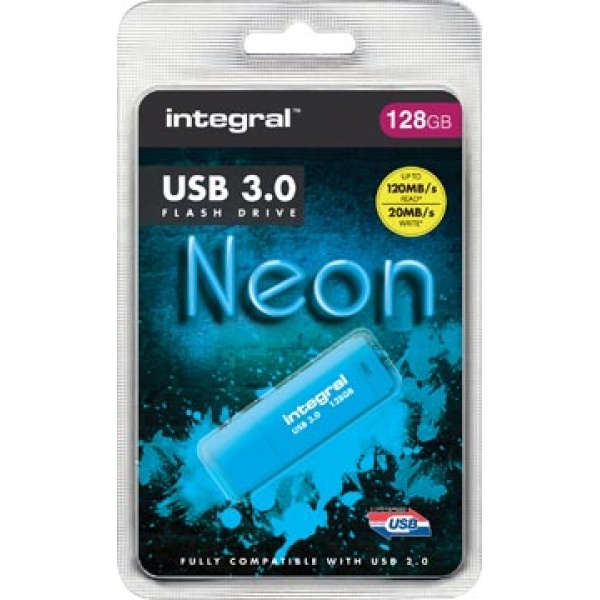 ino18bl ino1 ino18 ino18b integral datadrager datadragers flash stick sticks usb usb-stick usbstick usbsticks usb3 neon 128gb bl infd128gbneonb3 0 5055288432925 128 gb 3 0 herschrijfbaar