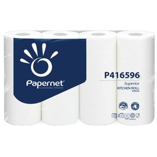 p416596 p416 p4165 p41659 papernet keuken keukenpapier keukenpapieren keukenrol keukenrollen superior 3-laags 51 vellen pak 4 rollen 416596 p416596-000192 8024929265960 wit