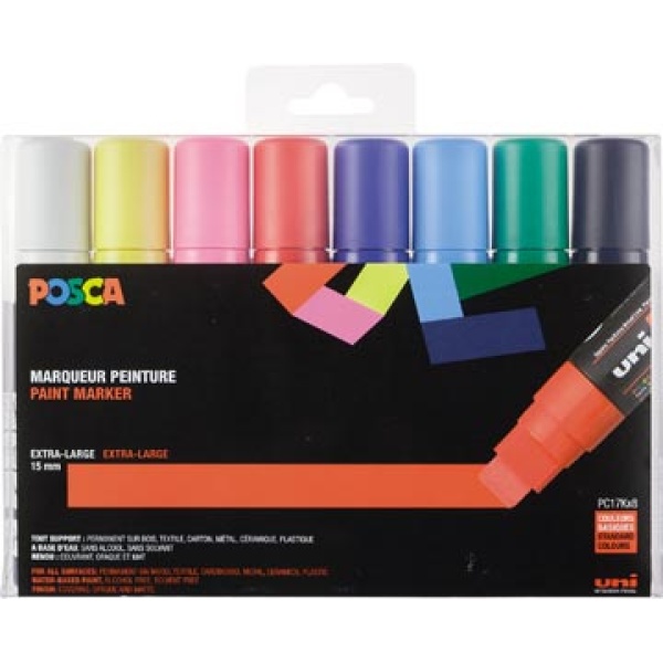 pc17k08 pc17 pc17k pc17k0 posca marker markers paintmarker paintmarkers verfmarker verfmarkers pc-17k xl étui 8 stuks assorti pc17k/8 14902778174347 4902778174340 assortiment aan kleuren
