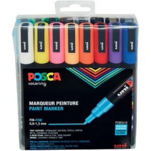 pc3m16 pc3m pc3m1 posca marker markers paintmarker paintmarkers verfmarker verfmarkers pc-3m etui 16 stuks in geassorteerde kleuren pc3m/16a ass21 13296280033362 3296280033365