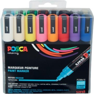 pc5m16 pc5m pc5m1 posca marker markers paintmarker paintmarkers verfmarker verfmarkers pc-5m etui 16 stuks in geassorteerde kleuren pc5m/16a ass22 13296280033416 3296280033419