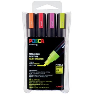 pc5m4f pc5m pc5m4 posca marker markers paintmarker paintmarkers verfmarker verfmarkers pc-5m etui 4 stuks in geassorteerde fluo kleuren pc5m/4a ass10 13296280033430 3296280033433