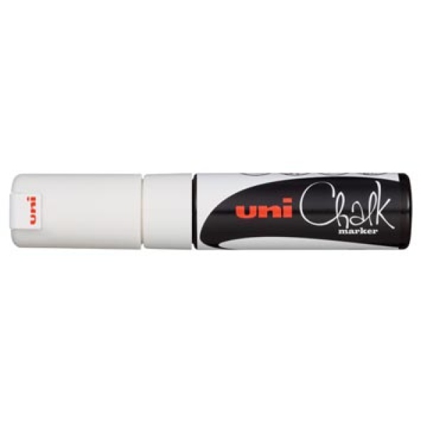 pwe8kw pwe8 pwe8k uni-ball uniball krijt krijtmarkers krijtstift krijtstiften marker markers stift stiften krijtmarker 8 wit beitelvormige punt mm 329778 6898499 m7-802041 bl 4548351040079 4548351040086 4902778140093