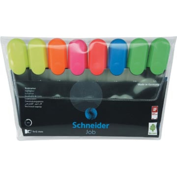 s115097 s115 s1150 s11509 schneider fluorstift fluostiften markeerstift overlijner overlijners overliner overliners tekstmarker textmarker fluostift arceerstift markeerstiften job 150 etui 6 stuks in geassorteerde pastelkleuren s-115097 4004675135971 4004675135964 assortiment aan kleuren 1 - 4 mm water