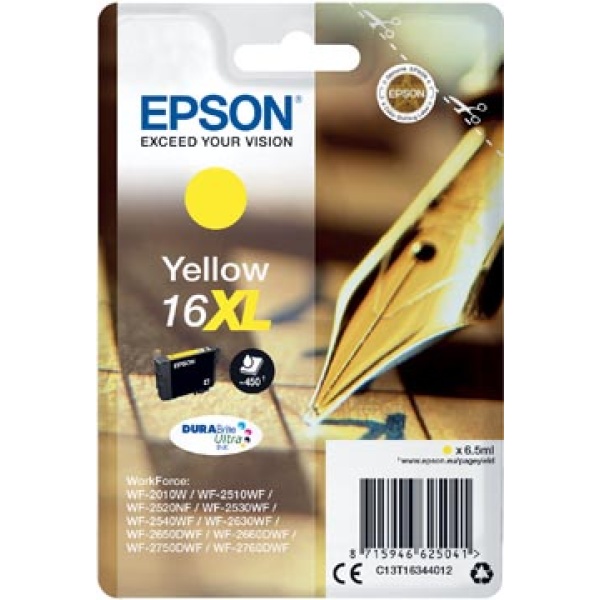 16XL XL 16 t163441 t163 t1634 t16344 epson cartridge cartridges inkjet inkjets inkpatronen inkt inktcartridge inktpatroon 16xl oem geel 450 pagina's c13t16344012 402508 88837722n epin1634404 8715946625041