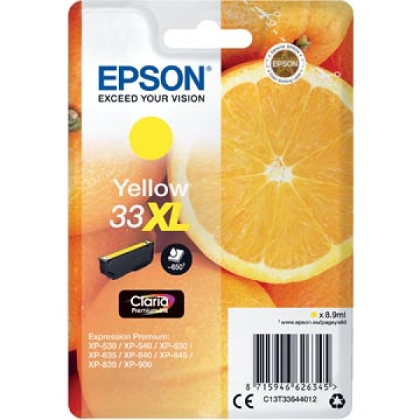 33XL XL 33 t336441 t336 t3364 t33644 epson cartridge cartridges inkjet inkjets inkpatronen inkt inktcartridge inktpatroon 33xl oem geel 650 pagina's c13t33644012 343256 402557 8715946626345