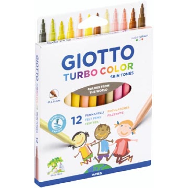 f526900 f526 f5269 f52690 giotto kleurstift schrijfgerei stift stiften viltstift viltstiften turbo color skin tones etui 12 stuks 8000825035548 8000825035562 8000825035531 assortiment aan kleuren