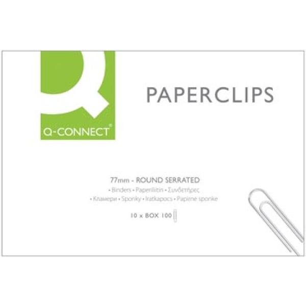 kf01320 kf01 kf013 kf0132 connect Q-connect Qconnect Quick klem klemmen paperclip papierklemmen paperclips papierklem 77 mm doos 100 stuks 850188 5706002013202 5706003013201 5705831013209 metaal kleur