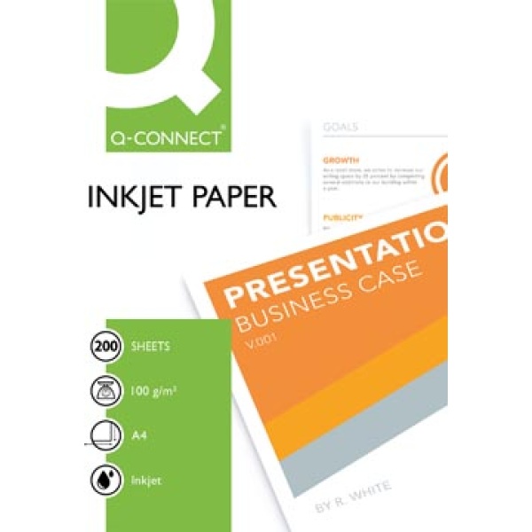 kf01553 kf01 kf015 kf0155 connect Q-connect Quick Qconnect papier papierwaren presentatiepapier inkjet ft a4 100 g pak 200 vel 129505 epsso41061 850093 5706002015534 5705831015531 100 g wit voor inkjet